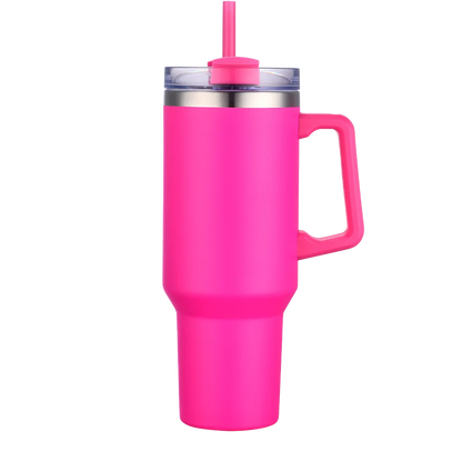 Front customization side of the Custom Branding Handle Tumbler 40 oz in Magenta 