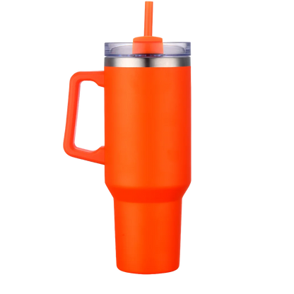 Back customization side of the Custom Branding Handle Tumbler 40 oz in Orange 