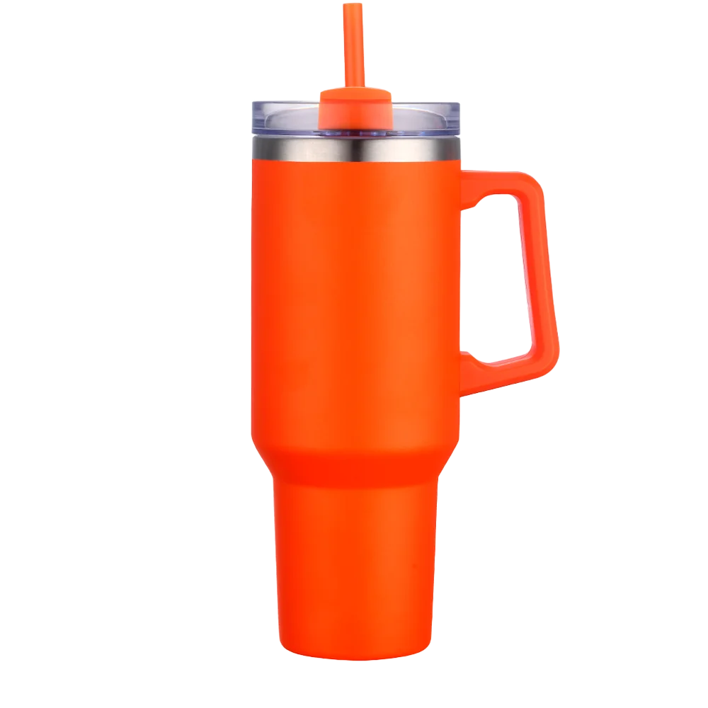 Front customization side of the Custom Branding Handle Tumbler 40 oz in Orange 