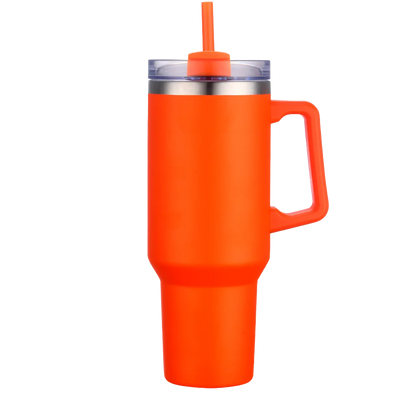 Front customization side of the Custom Branding Handle Tumbler 40 oz in Orange 
