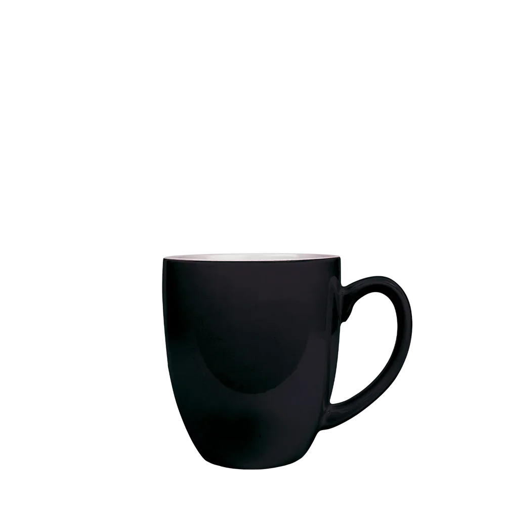 Back customization side of the Custom Branding Ceramic Bistro Mug 16oz in Black 