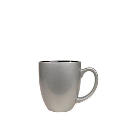 Back customization side of the Custom Branding Ceramic Bistro Mug 16oz in Silver and Black 