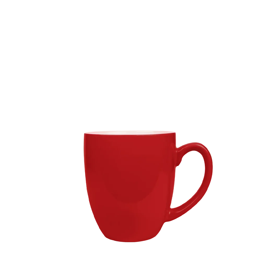 Back customization side of the Custom Branding Ceramic Bistro Mug 16oz in Red 