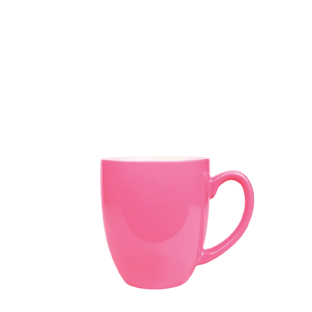 Back customization side of the Custom Branding Ceramic Bistro Mug 16oz in Pink 