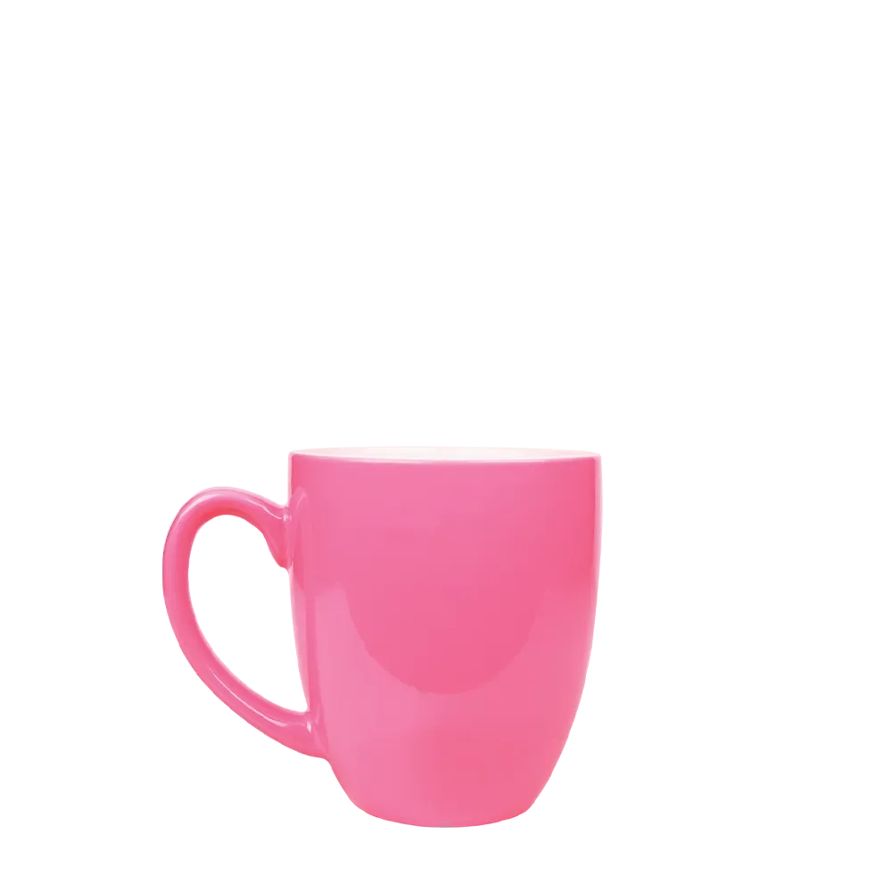 Front customization side of the Custom Branding Ceramic Bistro Mug 16oz in Pink 
