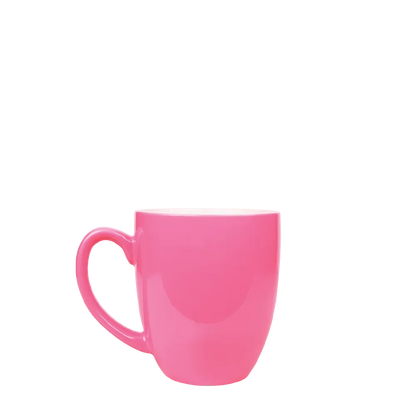 Front customization side of the Custom Branding Ceramic Bistro Mug 16oz in Pink 