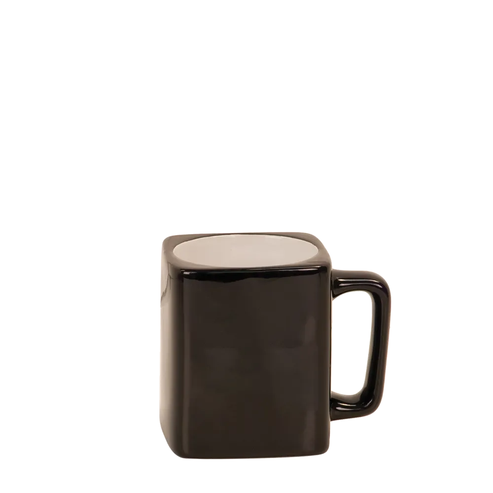 Back customization side of the Custom Branding Square Mug 8 oz in Black 