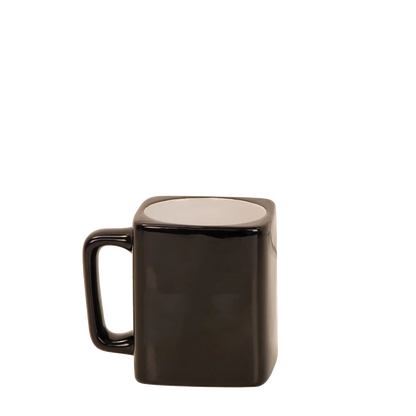 Front customization side of the Custom Branding Square Mug 8 oz in Black 