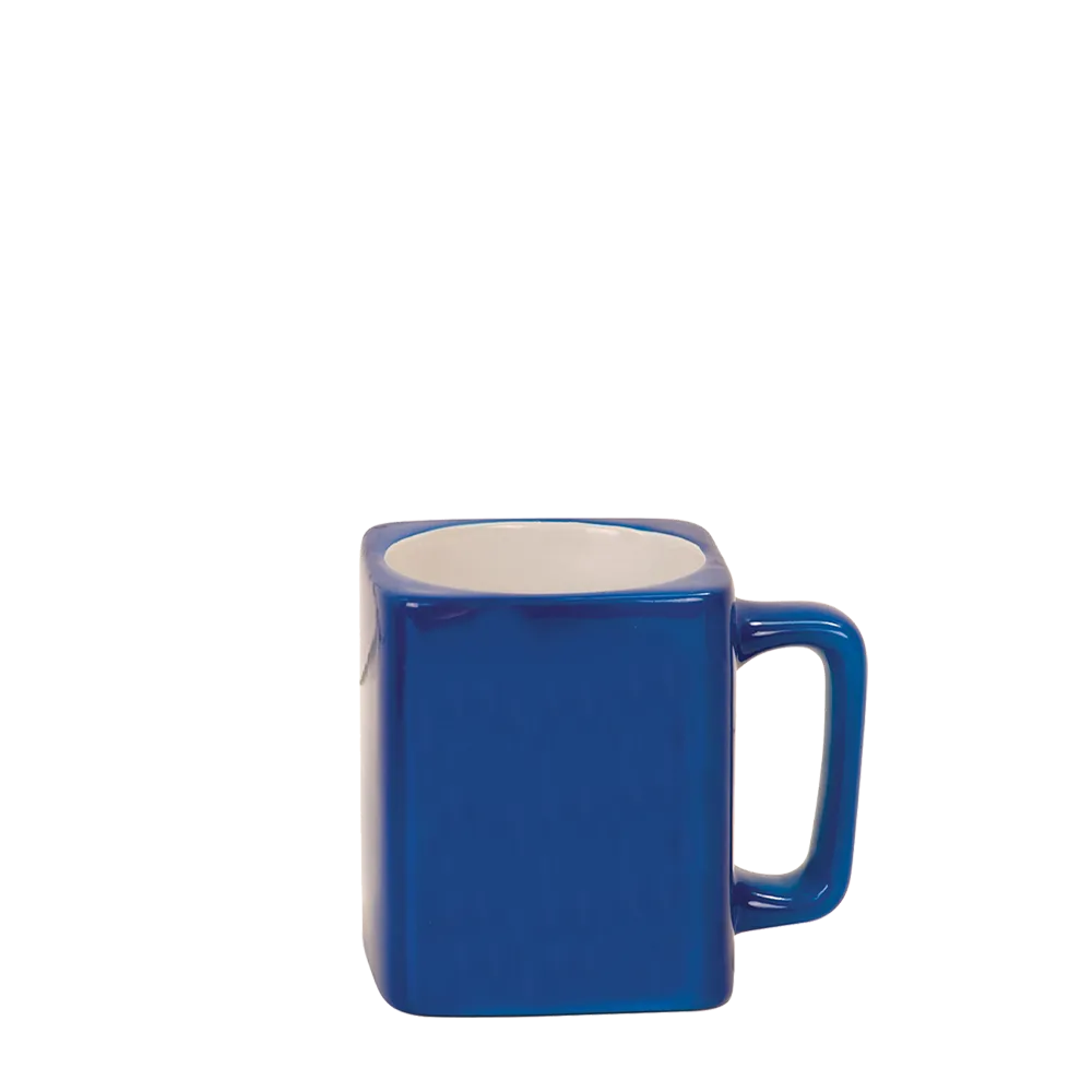 Back customization side of the Custom Branding Square Mug 8 oz in Blue 