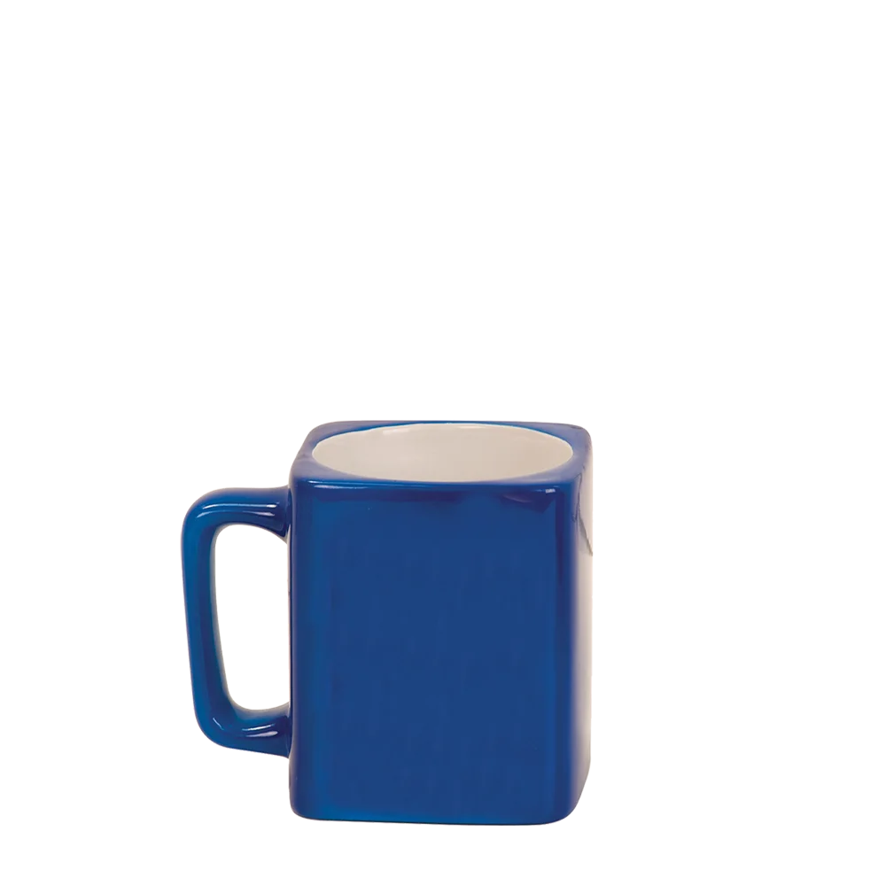 Front customization side of the Custom Branding Square Mug 8 oz in Blue 