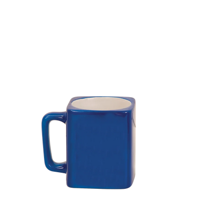 Front customization side of the Custom Branding Square Mug 8 oz in Blue 