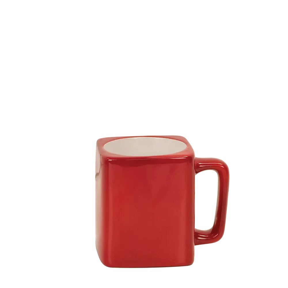 Back customization side of the Custom Branding Square Mug 8 oz in Red 