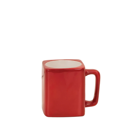 Back customization side of the Custom Branding Square Mug 8 oz in Red 