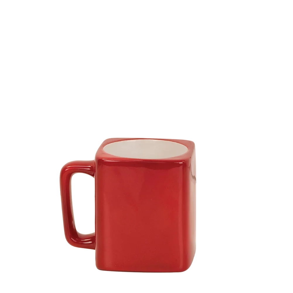 Front customization side of the Custom Branding Square Mug 8 oz in Red 