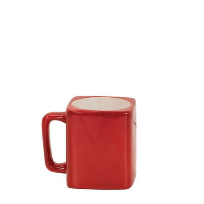 Front customization side of the Custom Branding Square Mug 8 oz in Red 