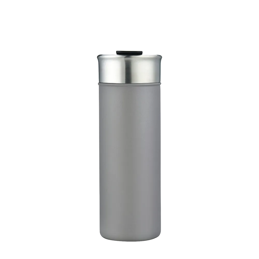 Back customization side of the Custom Branding Vacuum Insulated Tall Bottle 18 oz in Frosted Gray 