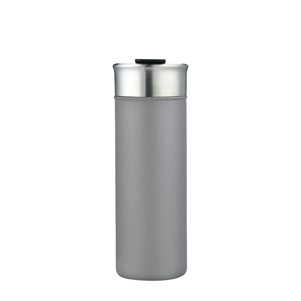 Front customization side of the Custom Branding Vacuum Insulated Tall Bottle 18 oz in Frosted Gray 