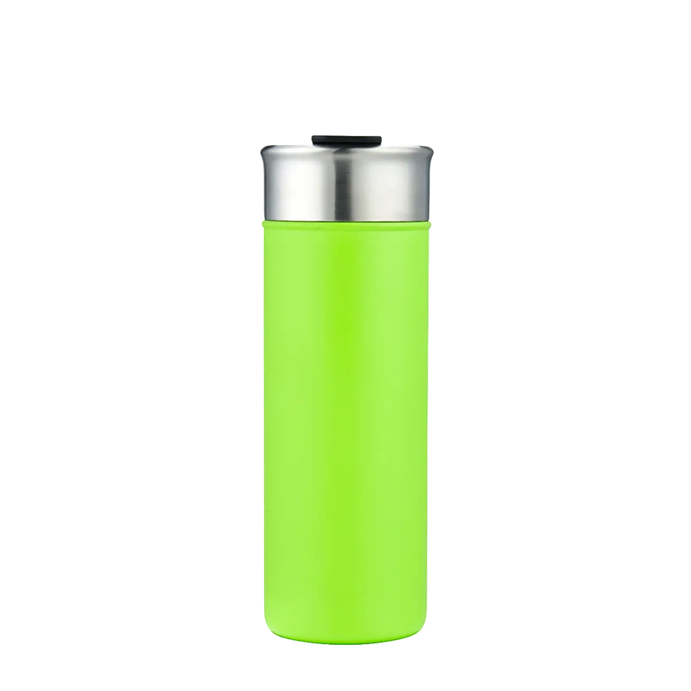 Back customization side of the Custom Branding Vacuum Insulated Tall Bottle 18 oz in Frosted Green 