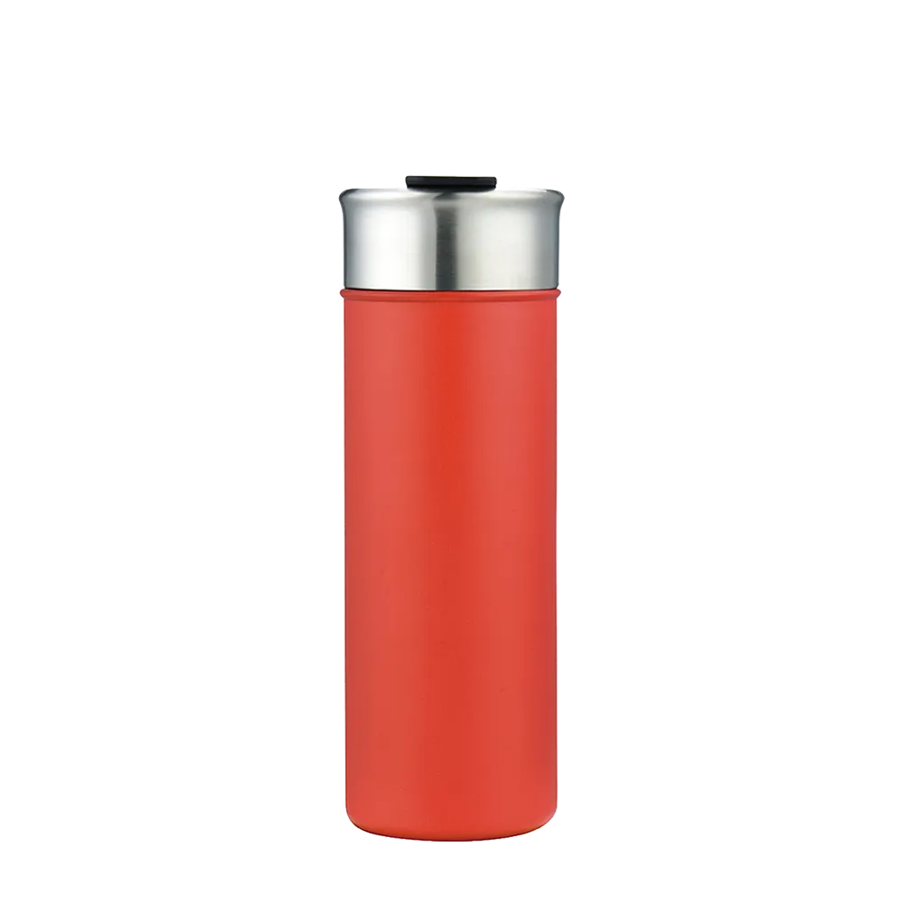 Back customization side of the Custom Branding Vacuum Insulated Tall Bottle 18 oz in Frosted Red 