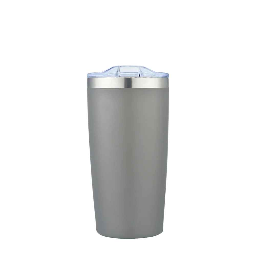 Front customization side of the Custom Branding Vacuum Tumbler 20 oz in Frosted Gray 