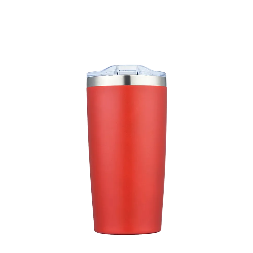 Back customization side of the Custom Branding Vacuum Tumbler 20 oz in Frosted Red 