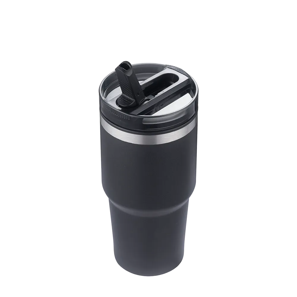 Custom Branding Tumbler with Straw Lid 20 oz in Black 