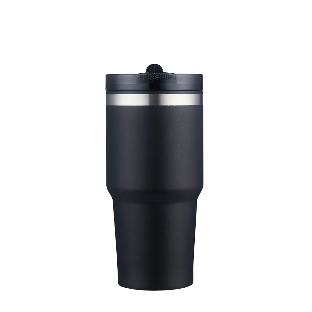 Back customization side of the Custom Branding Tumbler with Straw Lid 20 oz in Black 