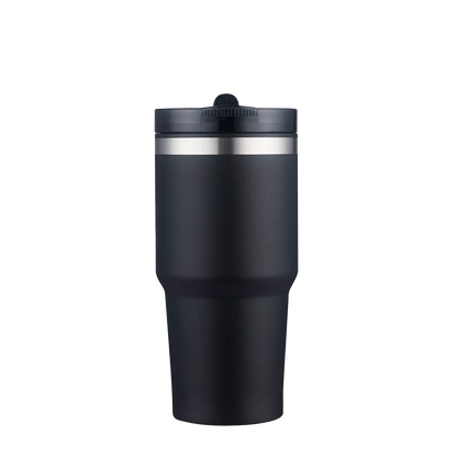 Back customization side of the Custom Branding Tumbler with Straw Lid 20 oz in Black 