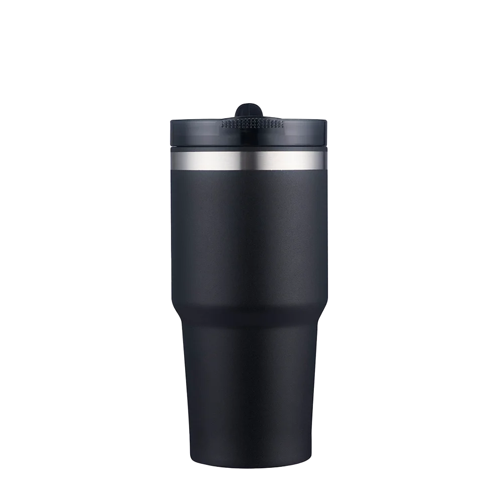 Front customization side of the Custom Branding Tumbler with Straw Lid 20 oz in Black 