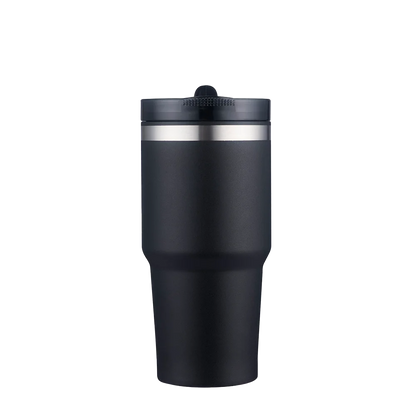 Front customization side of the Custom Branding Tumbler with Straw Lid 20 oz in Black 