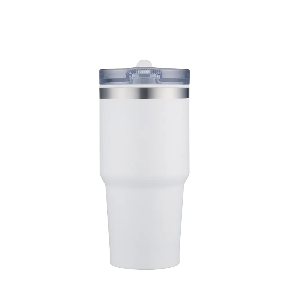 Back customization side of the Custom Branding Tumbler with Straw Lid 20 oz in White 