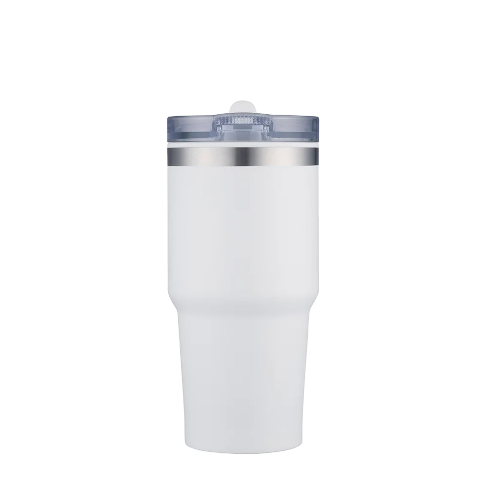 Front customization side of the Custom Branding Tumbler with Straw Lid 20 oz in White 