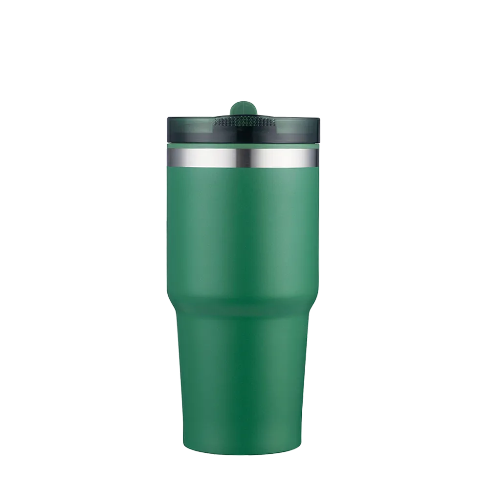 Back customization side of the Custom Branding Tumbler with Straw Lid 20 oz in Green 