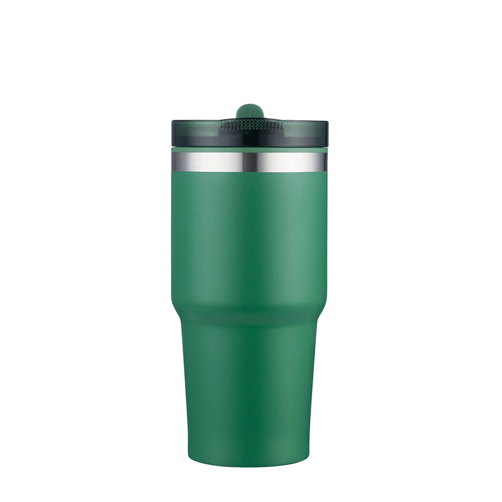 Front customization side of the Custom Branding Tumbler with Straw Lid 20 oz in Green 