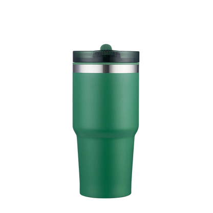 Front customization side of the Custom Branding Tumbler with Straw Lid 20 oz in Green 