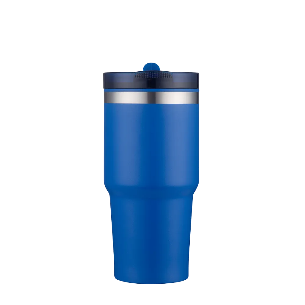 Back customization side of the Custom Branding Tumbler with Straw Lid 20 oz in Royal Blue 