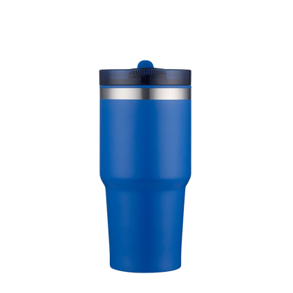 Front customization side of the Custom Branding Tumbler with Straw Lid 20 oz in Royal Blue 