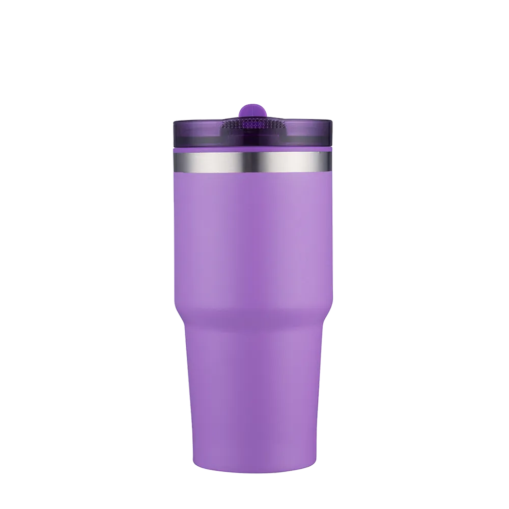 Back customization side of the Custom Branding Tumbler with Straw Lid 20 oz in Purple 
