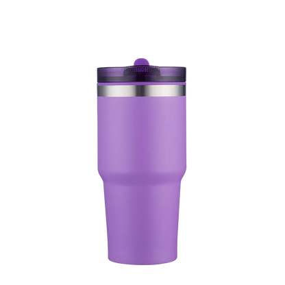 Back customization side of the Custom Branding Tumbler with Straw Lid 20 oz in Purple 