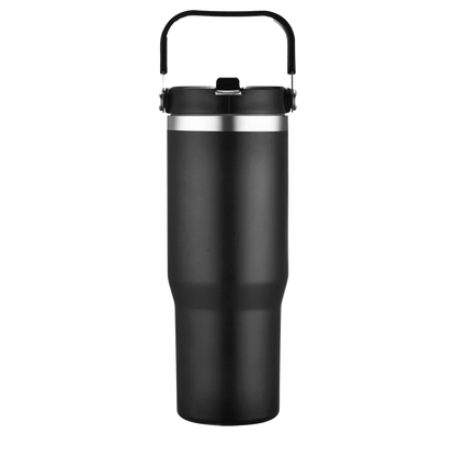 Back customization side of the Custom Branding Straw Tumbler 30 oz in Black 