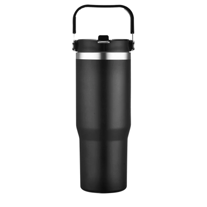 Front customization side of the Custom Branding Straw Tumbler 30 oz in Black 
