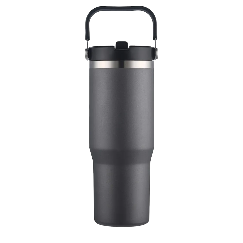Back customization side of the Custom Branding Straw Tumbler 30 oz in Grey 