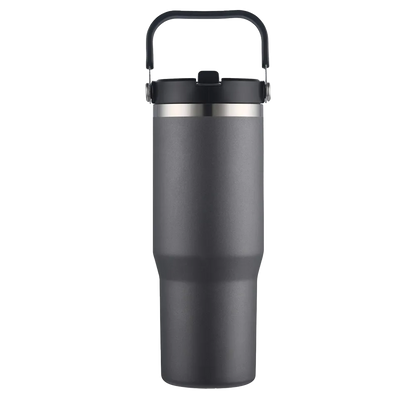 Back customization side of the Custom Branding Straw Tumbler 30 oz in Grey 