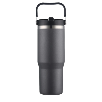 Front customization side of the Custom Branding Straw Tumbler 30 oz in Grey 