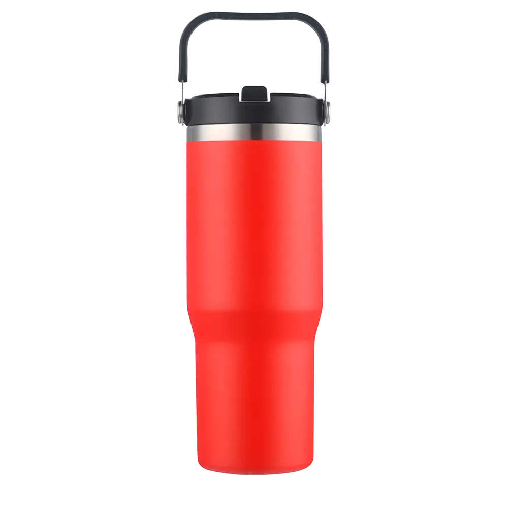 Back customization side of the Custom Branding Straw Tumbler 30 oz in Red 