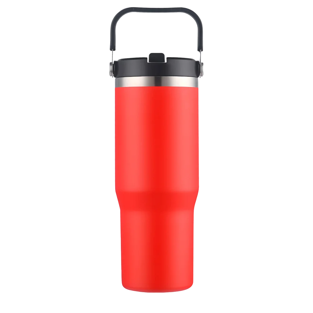 Front customization side of the Custom Branding Straw Tumbler 30 oz in Red 