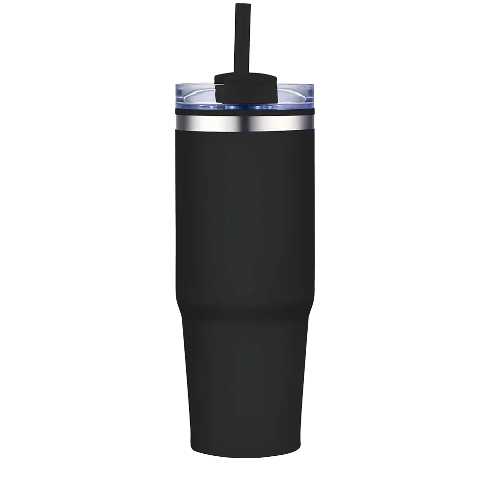 Back customization side of the Custom Branding Straw Tumbler 30 oz in Matte Black 