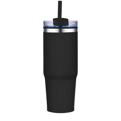 Back customization side of the Custom Branding Straw Tumbler 30 oz in Matte Black 