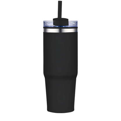Front customization side of the Custom Branding Straw Tumbler 30 oz in Matte Black 