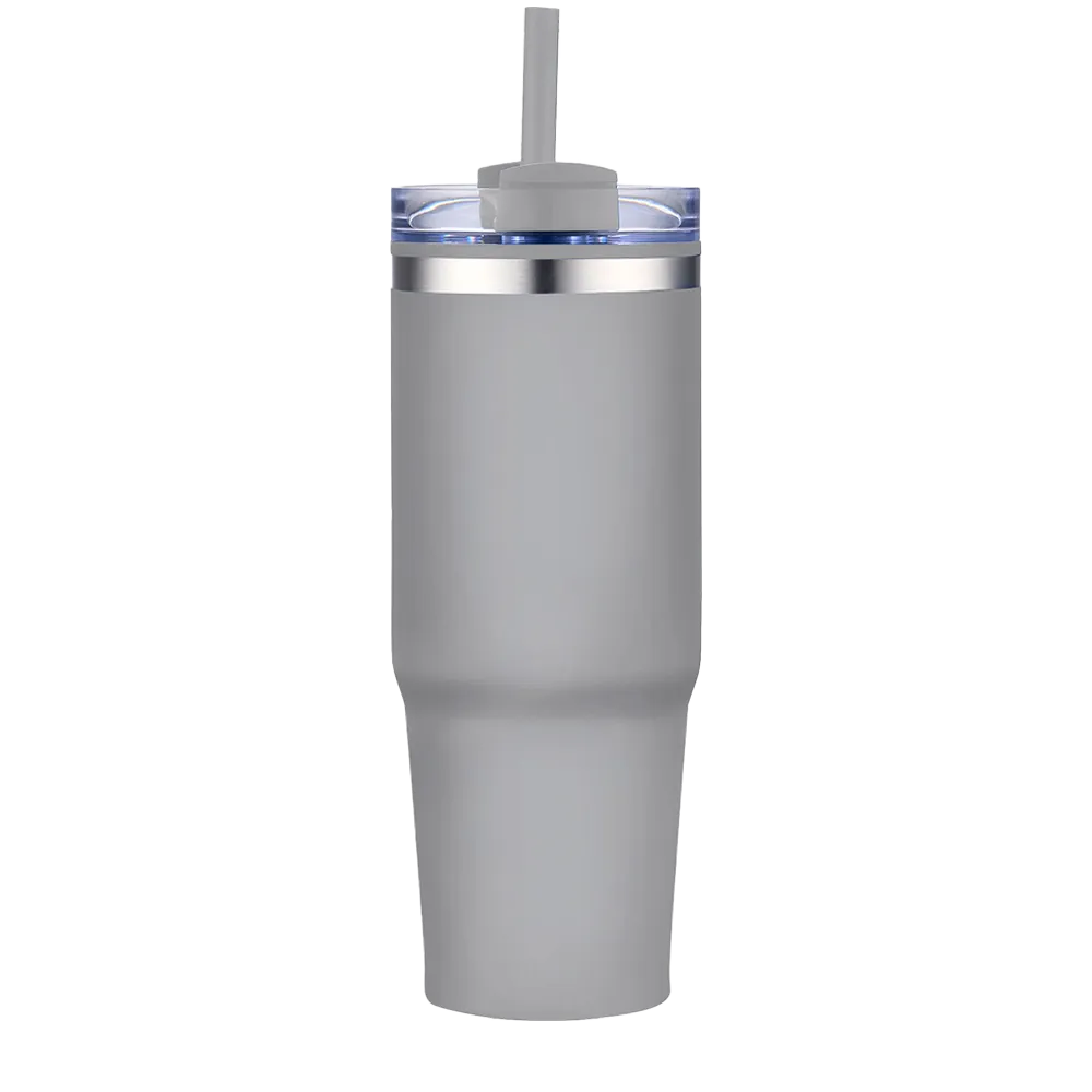 Back customization side of the Custom Branding Straw Tumbler 30 oz in Matte Grey 